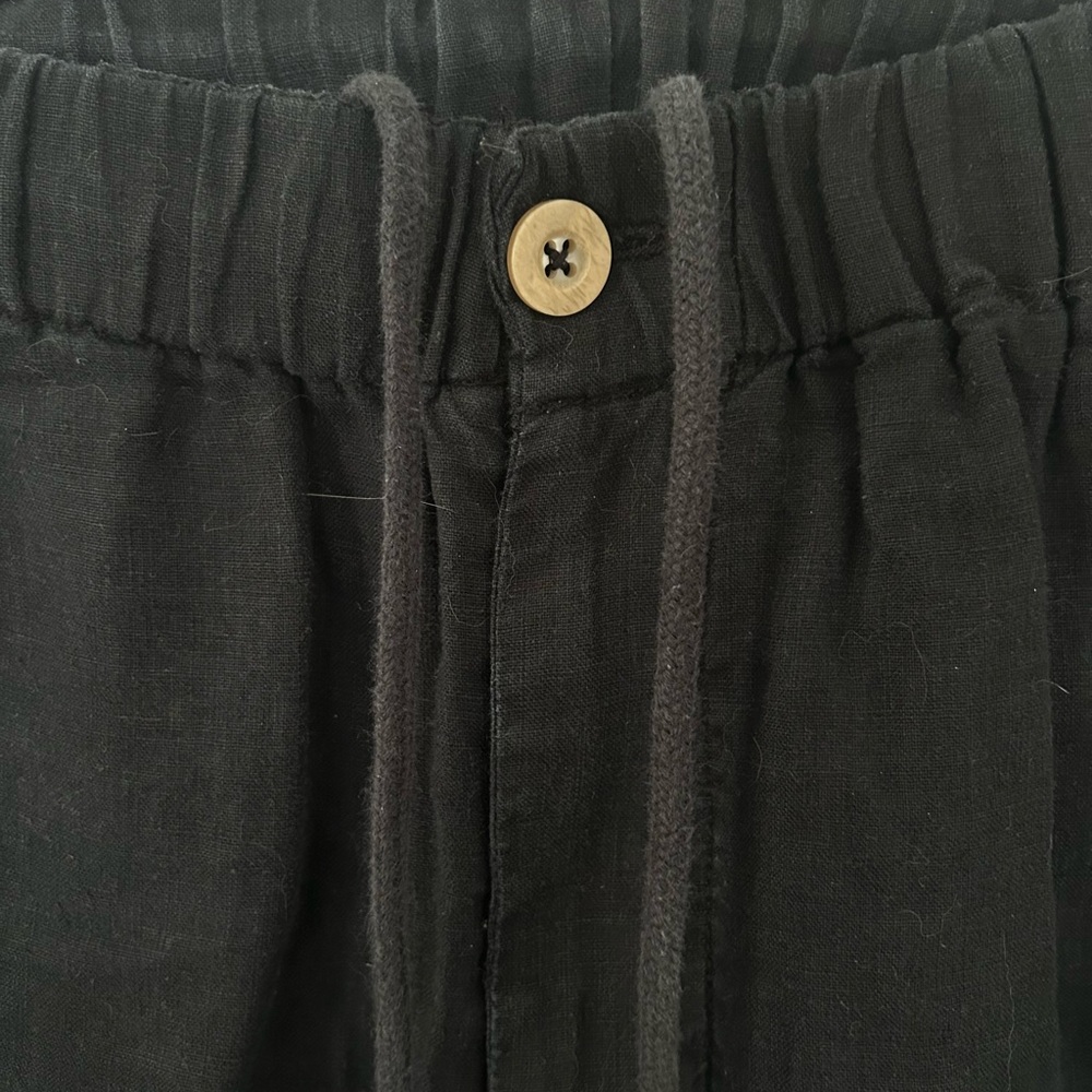 QUINCE BLACK LINEN JOGGERS SIZE SMALL - Picture 4 of 9